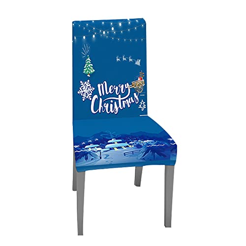 Weihnachten Universal Stuhlhussen Set Stuhlbezug Sitz Stretch Beschützer, Treer Abnehmbare Waschbar Stretch Stuhlhussen Für Stuhl Esszimmer Party Bankett Stuhldekoration (Blau,1 Stück) von Treer-shop