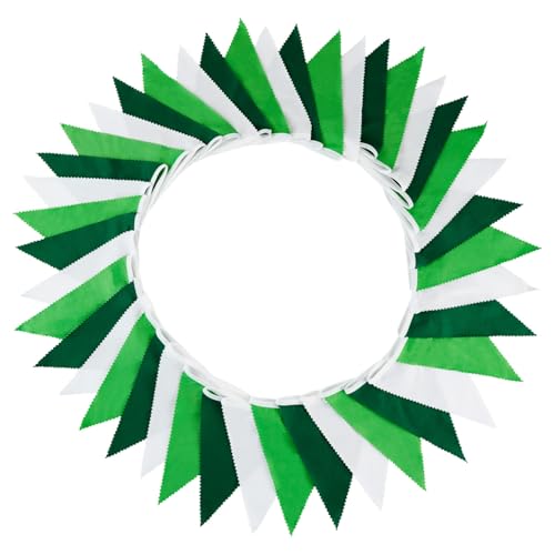 Treer 12Meter Wimpelkette Stoff Kinderzimmer, Wimpelkette Stoff Bunt - Hausbett Deko Mädchen & Jungen für Girlande Kinderzimmer Deko, Wanddeko Halloween Weihnachten (Grün) von Treer