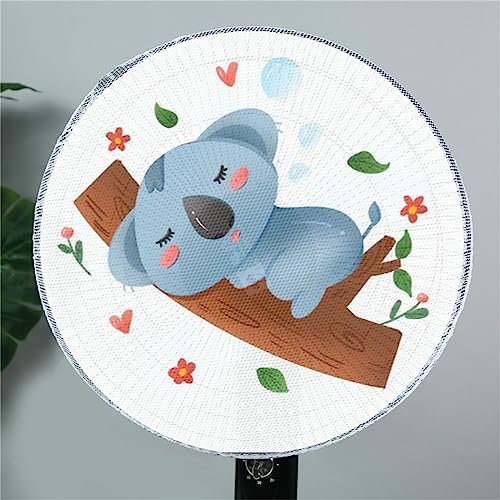 Treer 2 Stück Ventilator-Sicherheitsabdeckung, Runde Standventilator Staubschutz, Anti-Pinch Hand Kordelzug Elektrische Lüfterabdeckung Lüfterschutz Netz Mesh für Kinder (35-45cm,Koala) von Treer