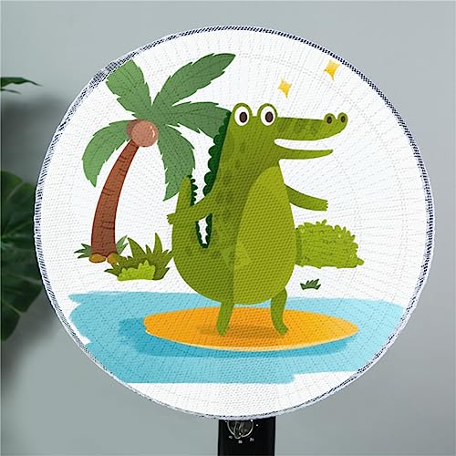 Treer 2 Stück Ventilator-Sicherheitsabdeckung, Runde Standventilator Staubschutz, Anti-Pinch Hand Kordelzug Elektrische Lüfterabdeckung Lüfterschutz Netz Mesh für Kinder (35-45cm,Krokodil) von Treer