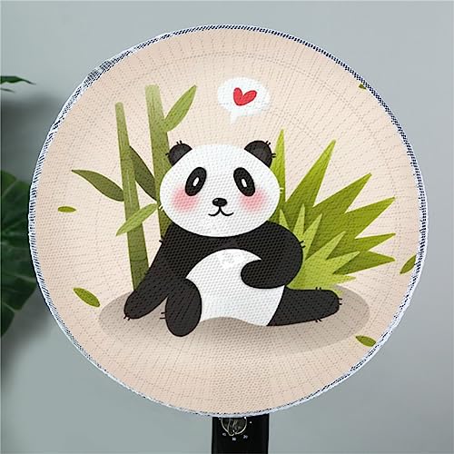 Treer 2 Stück Ventilator-Sicherheitsabdeckung, Runde Standventilator Staubschutz, Anti-Pinch Hand Kordelzug Elektrische Lüfterabdeckung Lüfterschutz Netz Mesh für Kinder (35-45cm,Panda) von Treer