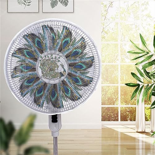 Treer 2 Stück Ventilator-Sicherheitsabdeckung, Runde Standventilator Staubschutz, Anti-Pinch Hand Kordelzug Elektrische Lüfterabdeckung Lüfterschutz Netz Mesh für Kinder (40-50cm,Feder) von Treer