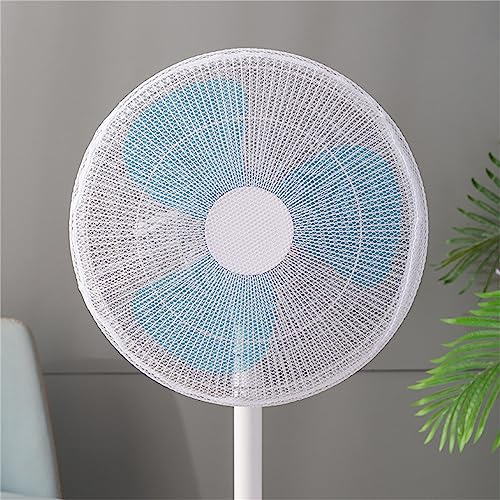 Treer 2 Stück Ventilator-Sicherheitsabdeckung, Runde Standventilator Staubschutz, Anti-Pinch Hand Kordelzug Elektrische Lüfterabdeckung Lüfterschutz Netz Mesh für Kinder (40-50cm,Weiß) von Treer