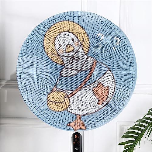 Treer 2 Stück Ventilator-Sicherheitsabdeckung, Runde Standventilator Staubschutz, Anti-Pinch Hand Kordelzug Elektrische Lüfterabdeckung Lüfterschutz Netz Mesh für Kinder (40-50cm,Weiße Ente) von Treer