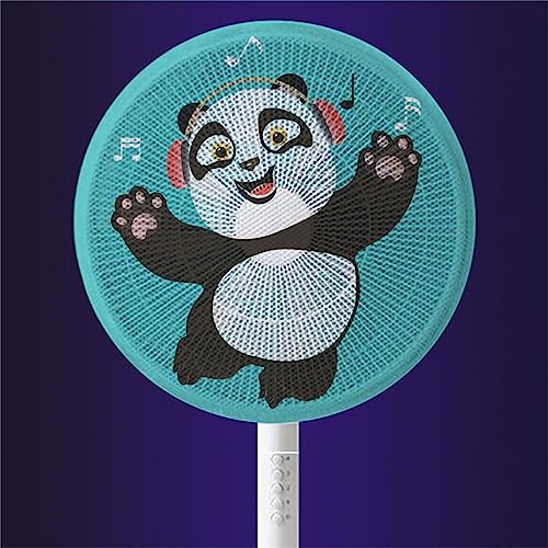 Treer 2 Stück Ventilator-Sicherheitsabdeckung, Runde Standventilator Staubschutz, Anti-Pinch Hand Kordelzug Elektrische Lüfterabdeckung Lüfterschutz Netz Mesh für Kinder (50cm,Panda) von Treer