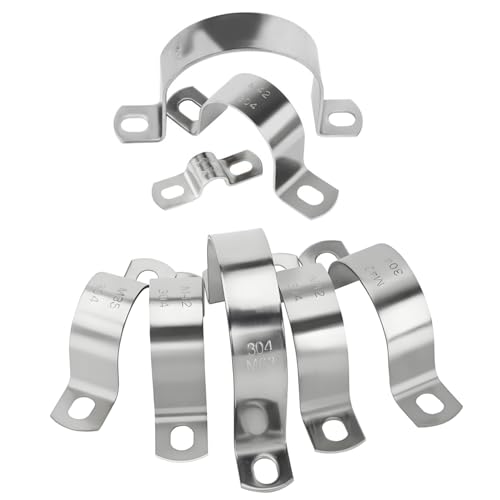 Treer 20-Pack U Shaped Pipe Clamps Saddle clips made of stainless steel 304, Pipe Straps Clamp Clip for pipe fixing bracket (M45) von Treer