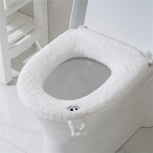 Treer 3 Stück Toilettensitzbezug Warm Waschbar WC Sitzwärmer Wärmer WC-Sitz Cover Dicker für Die Meisten O-U-Toiletten der Familie Geeignet Sind (30 * 30cm,Weiß) von Treer