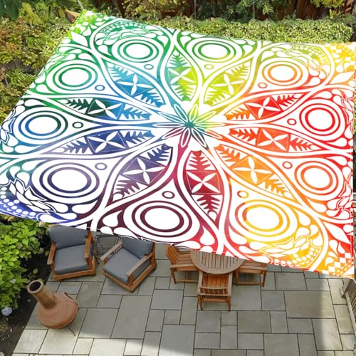 Treer 3D Buntes Mandala Sonnensegel Rechteckig mit Ösen Wasserdicht Polyester Outdoor Sonnenschutz Camping Markise Wetterfest UV-Schut für Balkon Garten Terrasse - inkl 4 Seil (Style 4,2x2.4m) von Treer