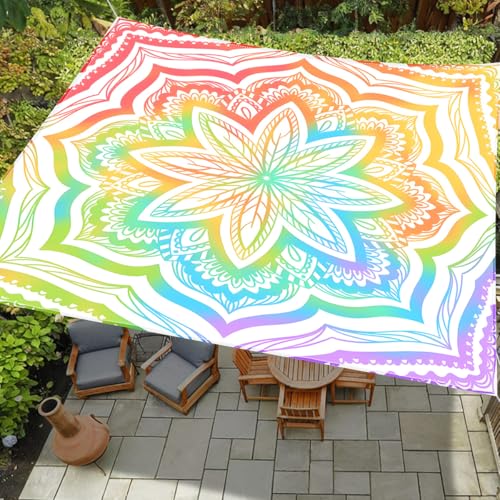 Treer 3D Buntes Mandala Sonnensegel Rechteckig mit Ösen Wasserdicht Polyester Outdoor Sonnenschutz Camping Markise Wetterfest UV-Schut für Balkon Garten Terrasse - inkl 4 Seil (Style 5,2x2.4m) von Treer