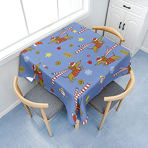 Treer 3D Dackel Drucken Tischdecke Abwaschbar, Tischdecke Polyester Haben Lotuseffekt,Eckig Abwischbare Tischdecke für Küchendekoration, Tablecloth Picknick im Freien (180x180cm,gestreifter Hund) von Treer