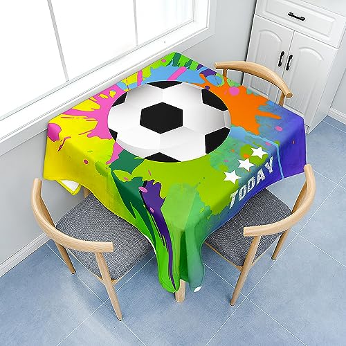 Treer 3D-Fußballdruck Tischdecke Abwaschbar, Tischdecke Polyester Haben Lotuseffekt, Abwischbare Tischdecke für Küchendekoration, Eckig Tablecloth Picknick im Freien (100x100cm,Doodle-Fußball) von Treer