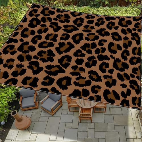 Treer 3D-Leopardenmuster Sonnensegel Rechteckig wasserdichte mit ösen, Polyester Sonnenschutz Markise UV-Schutz 95% inkl. 4 Seilen für Garten, Terrasse, Balkon und Camping (Braun,1.5x1.5m) von Treer