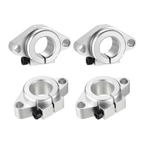 Treer 4-Pack Aluminum Linear Rod Rail Shaft Support Seats for Bathroom Towel Bar,Kitchen Rail Pan Hanger,Wall Mounted Hanger,Ceiling,Door Handle,Woodworking,Towel Rails,DIY (SHF20,Flanged) von Treer