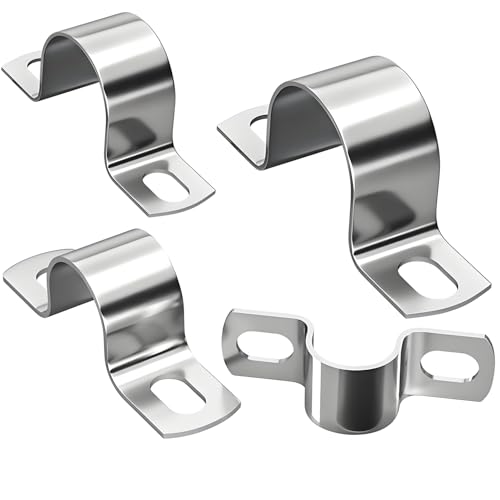 Treer 4-Pcs U Shaped Pipe Clamps Saddle clips made of stainless steel 304, Pipe Straps Clamp Clip for pipe fixing bracket (M120) von Treer
