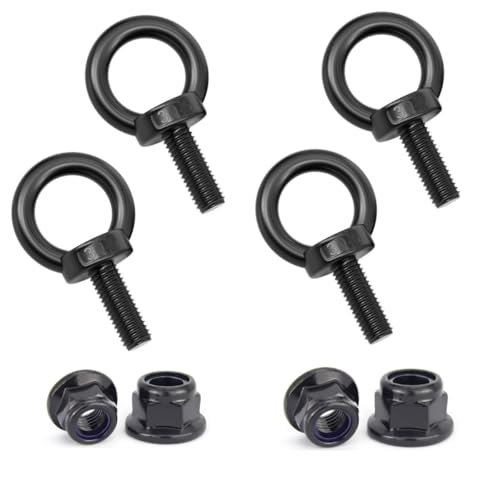 Treer 4 Sätze Schwarz Augenbolzen Augenschrauben mit sechseckigen Flanschverschlussmuttern, Ringschrauben aus Edelstahl 304 (M8x30) von Treer