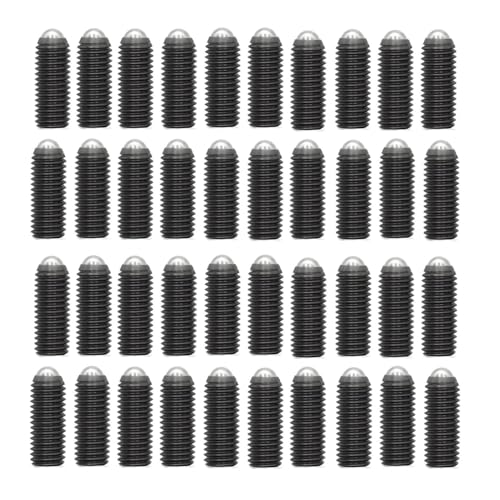 Treer 40Stk Vollgewinde Innensechskant Kugel Punkt Federnde Druckstücke aus Legiertem Stahl,Güteklasse 12.9, Kugelkopf Madenschrauben Kugelstößel für Mechanische Geräte (M3 x 6mm) von Treer