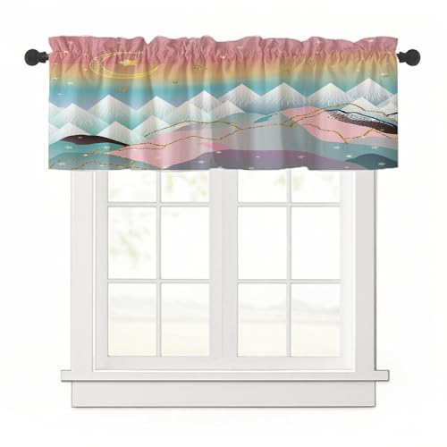 Treer Abstrakter Berg Scheibengardine, 1 Stück 45x137cm Gardinen Kurz Vorhänge Modern Verdunklungsvorhänge, Vorhang Blickdicht Waschbar Curtains für Küchen & Schlafzimmer (Rosa,137x45cm) von Treer