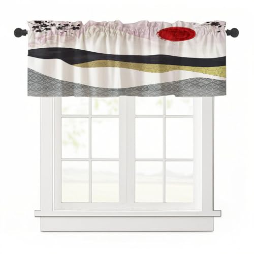 Treer Abstrakter Berg Scheibengardine, 1 Stück 45x137cm Gardinen Kurz Vorhänge Modern Verdunklungsvorhänge, Vorhang Blickdicht Waschbar Curtains für Küchen & Schlafzimmer (Weiß Grau,137x45cm) von Treer