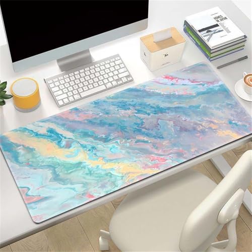 Treer Abstraktes Muster Mousepad, Gaming Mauspad mit Vernähte Kanten, Mauspad L/XL/XXL, rutschfeste Gummibasis Mousepad Gaming, Mauspad Groß für Büro und Zuhause (Farbverlauf,600x300mm) von Treer