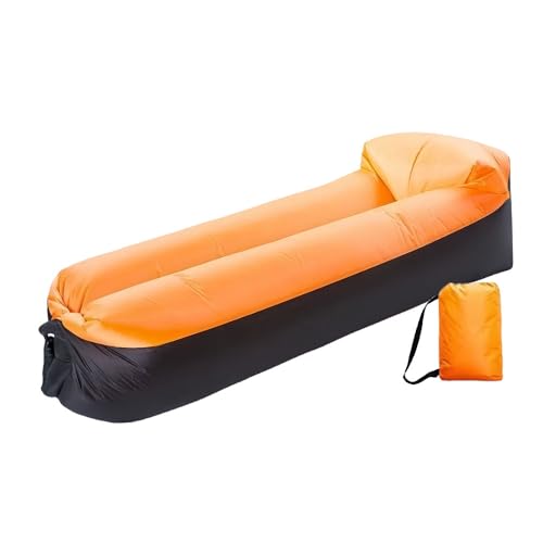 Treer Aufblasbares Sofa, Tragbares Wasserdichtes Luftsofa, Faltbare Outdoor Air Lounger, 230x70cm Aufblasbar Luft Sofa für Garten Seeufer Strand Reisen Camping Musikfestivals (Orange) von Treer