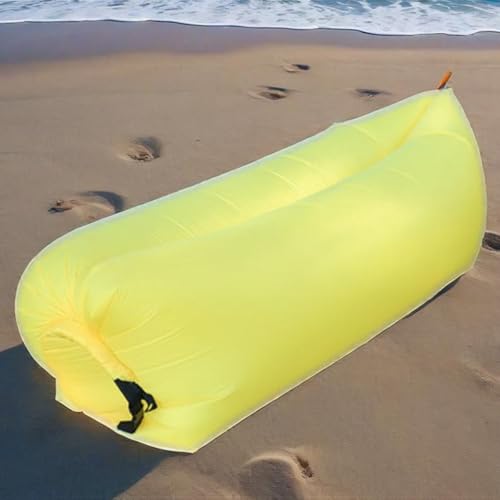 Treer Aufblasbares Sofa, Tragbares Wasserdichtes Luftsofa, Faltbare Outdoor Air Lounger, Aufblasbar Luft Sofa, für Garten Camping und Musikfestivals Reisen Seeufer Strand (Gelb,200 * 70cm) von Treer