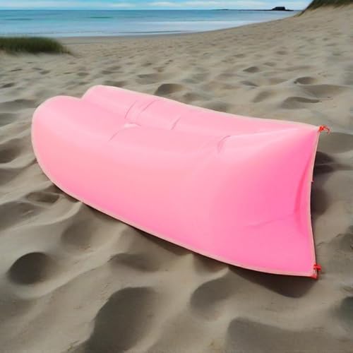 Treer Aufblasbares Sofa, Tragbares Wasserdichtes Luftsofa, Faltbare Outdoor Air Lounger, Aufblasbar Luft Sofa, für Garten Camping und Musikfestivals Reisen Seeufer Strand (Rosa,200 * 70cm) von Treer