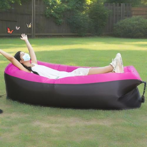Treer Aufblasbares Sofa, Tragbares Wasserdichtes Luftsofa, Faltbare Outdoor Air Lounger, Aufblasbar Luft Sofa, für Garten Camping und Musikfestivals Reisen Seeufer Strand (Rosa 1,230 * 70cm) von Treer