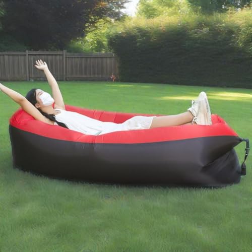 Treer Aufblasbares Sofa, Tragbares Wasserdichtes Luftsofa, Faltbare Outdoor Air Lounger, Aufblasbar Luft Sofa, für Garten Camping und Musikfestivals Reisen Seeufer Strand (Rot 1,230 * 70cm) von Treer