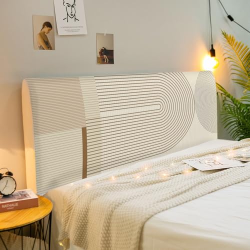 Treer Bett Kopfteil Bezug, Bettkopfteil Bezug, Minimalistischer Stil Staubdicht Bettkopfteil Hussen, All-Inclusive Schutz Dekorativ für Schlafzimmer Bett Kopfteil (Khaki 7,100cm) von Treer