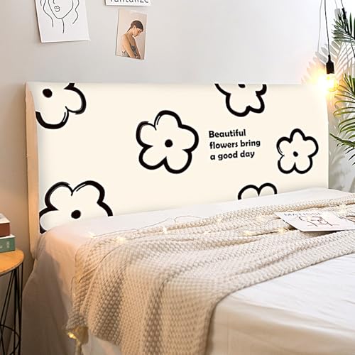 Treer Bett Kopfteil Bezug, Bettkopfteil Bezug, Minimalistischer Stil Staubdicht Bettkopfteil Hussen, All-Inclusive Schutz Dekorativ für Schlafzimmer Bett Kopfteil (Khaki Blume,120cm) von Treer