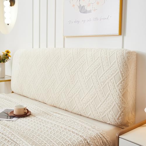 Treer Bett Kopfteil Bezug, Bettkopfteil Bezug, Weicher Jacquard Staubdicht Bettkopfteil Hussen, All-Inclusive Schutz Dekorativ für Schlafzimmer Bett Kopfteil (Beige Weide,120cm) von Treer