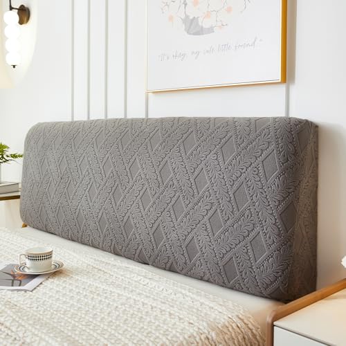 Treer Bett Kopfteil Bezug, Bettkopfteil Bezug, Weicher Jacquard Staubdicht Bettkopfteil Hussen, All-Inclusive Schutz Dekorativ für Schlafzimmer Bett Kopfteil (Dunkelgraue Weide,200cm) von Treer
