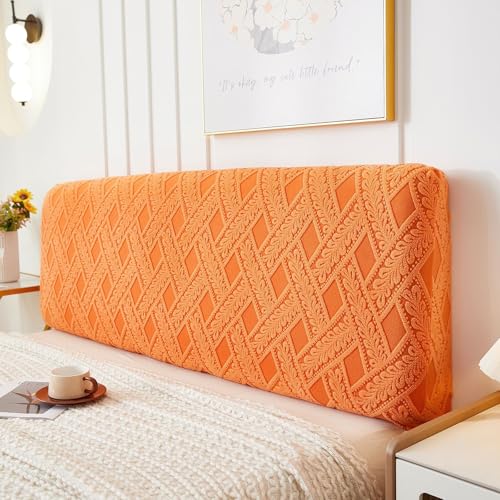Treer Bett Kopfteil Bezug, Bettkopfteil Bezug, Weicher Jacquard Staubdicht Bettkopfteil Hussen, All-Inclusive Schutz Dekorativ für Schlafzimmer Bett Kopfteil (Orange Weide,150cm) von Treer