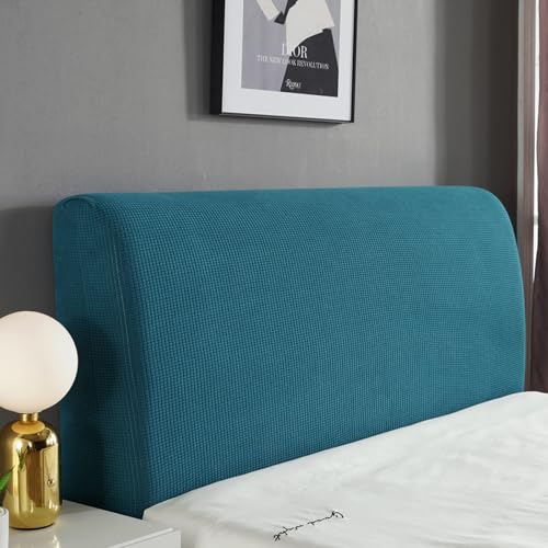 Treer Bett Kopfteil Bezug, Bettkopfteil Bezug Jacquard-Karo Staubdicht Bettkopfteil Hussen, Einfarbig All-Inclusive Schutz Dekorativ für Schlafzimmer Bett Kopfteil (Blau,220cm) von Treer