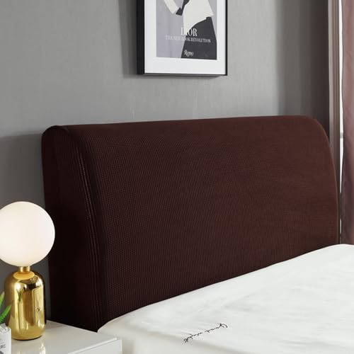 Treer Bett Kopfteil Bezug, Bettkopfteil Bezug Jacquard-Karo Staubdicht Bettkopfteil Hussen, Einfarbig All-Inclusive Schutz Dekorativ für Schlafzimmer Bett Kopfteil (Dunkles Café,220cm) von Treer