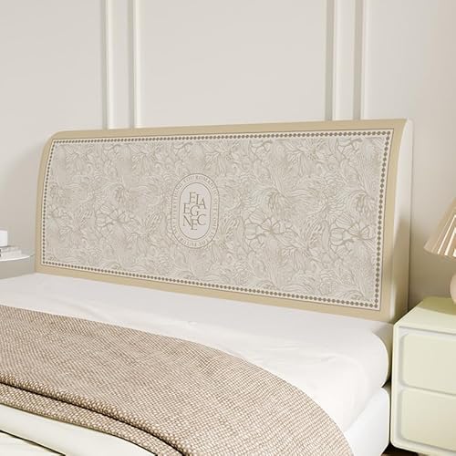 Treer Bett Kopfteil Bezug, Bettkopfteil Bezug Weicher Strecken, Bettkopfteil Hussen Staubdicht Nordisch, Dekorativ Schutz All-Inclusive für Schlafzimmer Bett Kopfteil (Cremeweiß 3,200cm) von Treer