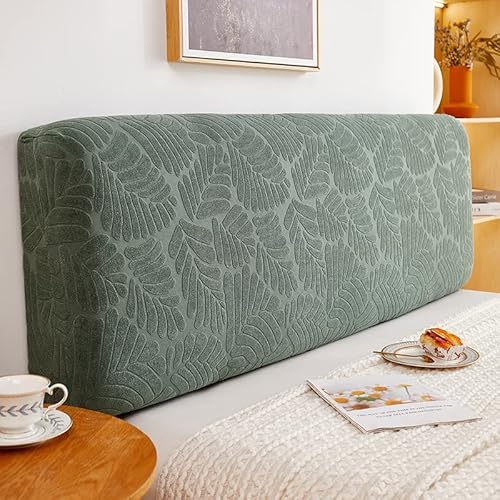 Treer Bett Kopfteil Bezug, Bettkopfteil Bezug Weicher Strecken Bettkopfteil Hussen Staubdicht Bananenblatt Dekorativ Schutz All-Inclusive für Schlafzimmer Bett Kopfteil (Tannengrün,200cm) von Treer