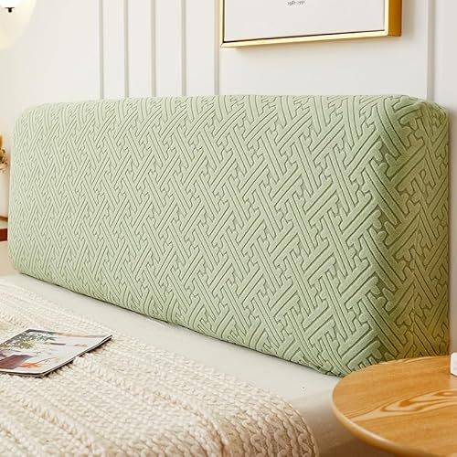 Treer Bett Kopfteil Bezug, Bettkopfteil Bezug Weicher Strecken Bettkopfteil Hussen Staubdicht Puzzle Dekorativ Schutz All-Inclusive für Schlafzimmer Bett Kopfteil (Hellgrün,180cm) von Treer