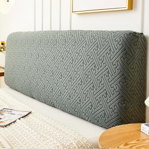 Treer Bett Kopfteil Bezug, Bettkopfteil Bezug Weicher Strecken Bettkopfteil Hussen Staubdicht Puzzle Dekorativ Schutz All-Inclusive für Schlafzimmer Bett Kopfteil (Türkisgrün,220cm) von Treer