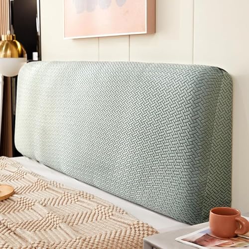 Treer Bett Kopfteil Bezug, Bettkopfteil Bezug Weicher Strecken Bettkopfteil Hussen Staubdicht Webmuster Dekorativ Schutz All-Inclusive für Schlafzimmer Bett Kopfteil (Tannengrün,200cm) von Treer