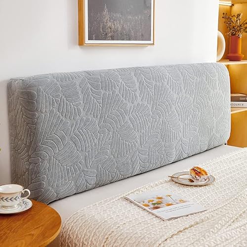 Treer Bett Kopfteil Bezug, Blattmuster Bettkopfteil Bezug, Weicher Strecken Staubdicht Bettkopfteil Hussen, All-Inclusive Schutz Dekorativ für Schlafzimmer Bett Kopfteil (Grau,200cm) von Treer
