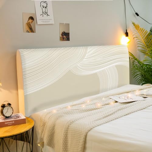 Treer Bett Kopfteil Bezug, Einfacher Bettkopfteil Bezug, Weicher Strecken Staubdicht Bettkopfteil Hussen, All-Inclusive Schutz Dekorativ für Schlafzimmer Bett Kopfteil (Khaki,150cm) von Treer