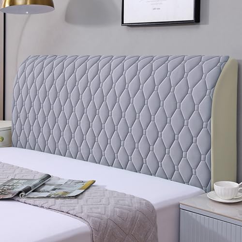 Treer Bett Kopfteil Bezug, Einfarbig Bettkopfteil Bezug, Strecken Eindicken Staubdicht Bettkopfteil Hussen, All-Inclusive Schutz Dekorativ für Kopfteil (Graue Geometrie,150cm) von Treer