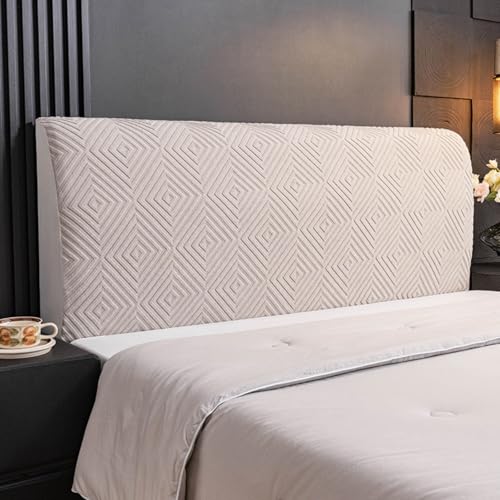 Treer Bett Kopfteil Bezug, Einfarbiger Bettkopfteil Bezug Jacquard Staubdicht Bettkopfteil Hussen, All-Inclusive Schutz Dekorativ für Schlafzimmer Bett Kopfteil (Hellgraues Labyrinth,120cm) von Treer