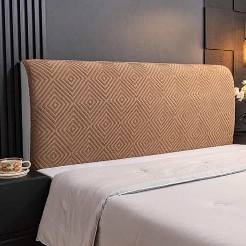 Treer Bett Kopfteil Bezug, Einfarbiger Bettkopfteil Bezug Jacquard Staubdicht Bettkopfteil Hussen, All-Inclusive Schutz Dekorativ für Schlafzimmer Bett Kopfteil (Kaffee Labyrinth,150cm) von Treer