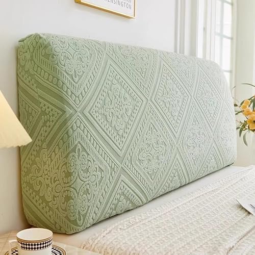 Treer Bett Kopfteil Bezug, Einfarbiger Bettkopfteil Bezug Jacquard Staubdicht Bettkopfteil Hussen, All-Inclusive Schutz Dekorativ für Schlafzimmer Bett Kopfteil (Klassisches Grün,220cm) von Treer