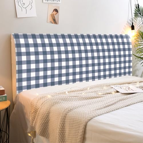 Treer Bett Kopfteil Bezug, Minimalistischer Style, Bettkopfteil Bezug, Weicher Strecken Staubdicht, All-Inclusive Schutz Dekorativ für Schlafzimmer Bett Kopfteil (Weiß und Blau,150cm) von Treer