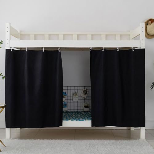 Treer Bettvorhang Hochbett, Etagenbett Blackout Vorhänge Staubdicht Betthimmel Hochbett Kinder Bettzelt Schlafsaal Bettvorhänge Schlafzimmer Studentenwohnheim (1.2m 3 Stück,Schwarz) von Treer