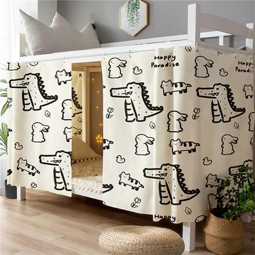 Treer Bettvorhang Hochbett Etagenbett, Blackout Vorhänge Staubdicht Betthimmel Hochbett Etagenbett Kinder Bettzelt Schlafsaal Bettvorhänge für Studentenwohnmein Kinderzimmer (1.15x2M,Dinosaurier) von Treer