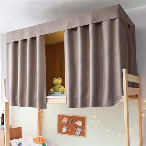 Treer Bettvorhang Hochbett Etagenbett, Blackout Vorhänge Staubdicht Betthimmel Hochbett Etagenbett Kinder Bettzelt Schlafsaal Bettvorhänge für Studentenwohnmein Kinderzimmer (1.2x2M,Kaffee) von Treer